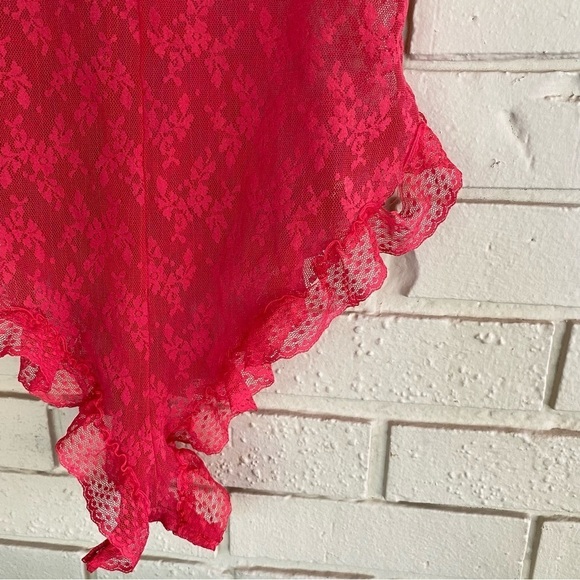 Vintage 80s Blush Lace Red Teddy Made In USA Size Small S Stretch Lingerie - Picture 4 of 7